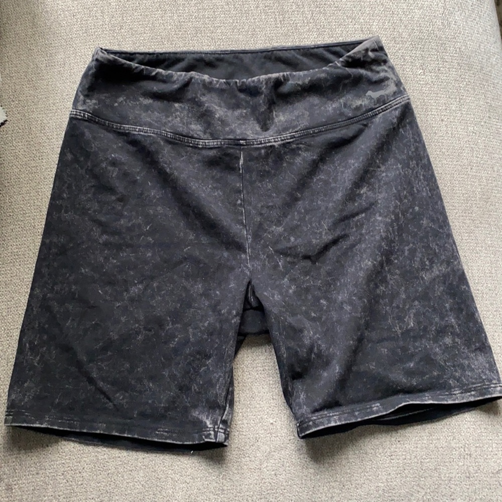 Victoria’s Secret Pink black distressed biker shorts